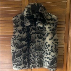 Designers Originals Black and Cream Faux Fur Vest XL